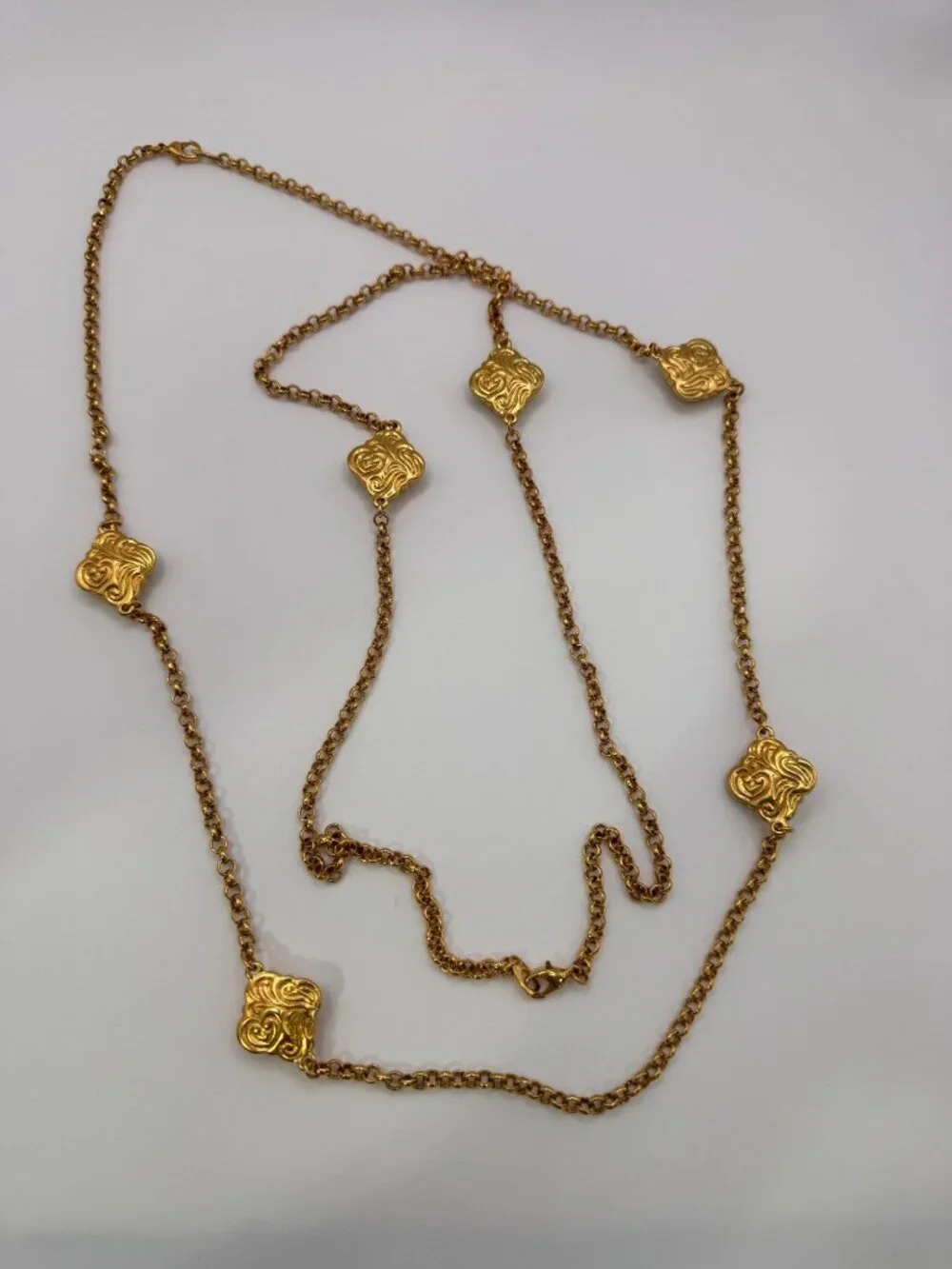 Gold Tone Station Renaissance Revival Necklaces Glass Faceted Set 2pc Statement - Picture 9 of 9